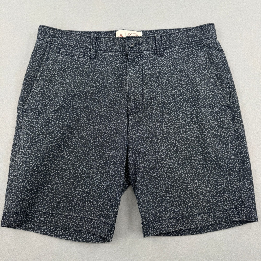 Original Penguin Mens Navy Blue Floral 8" Inseam Cotton Chino Shorts Size 31β - Picture 1 of 12